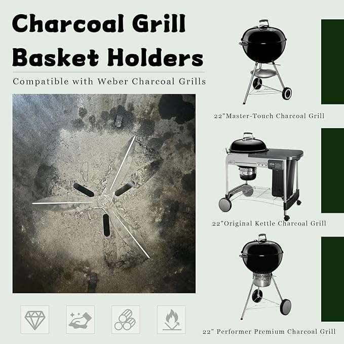 One-Touch Cleaning System Kit for Weber 22" Kettle Grills 430Stainless Steel Ash Catcher Damper Replacement for Weber Master-Touch,Performer Original Kettle Series Durable,Easy to Install