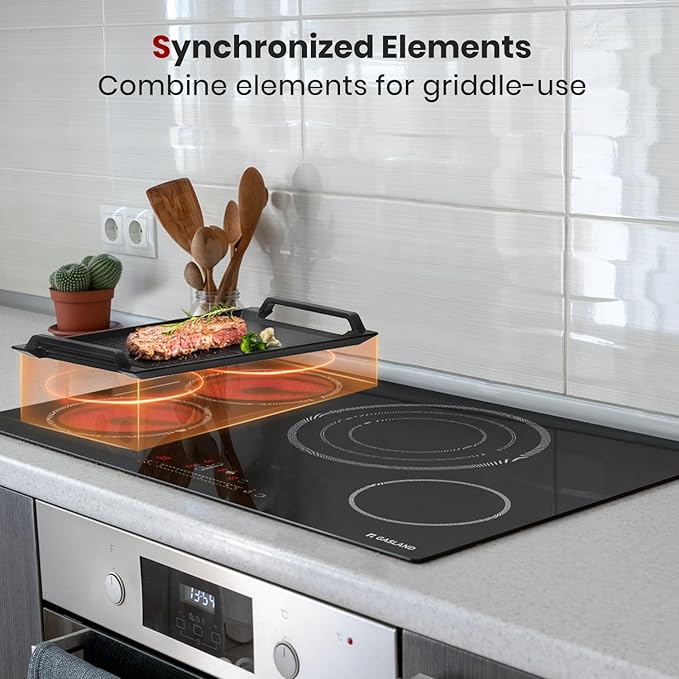 GASLAND Electric Cooktop 30 Inch, 4 Burners Radiant Glass Stove Top, ETL & FCC Certificated, Drop-in Ceramic Cooktop, Slide Touch Control, Child Safety Lock, Hot Surface Indicator, 240V