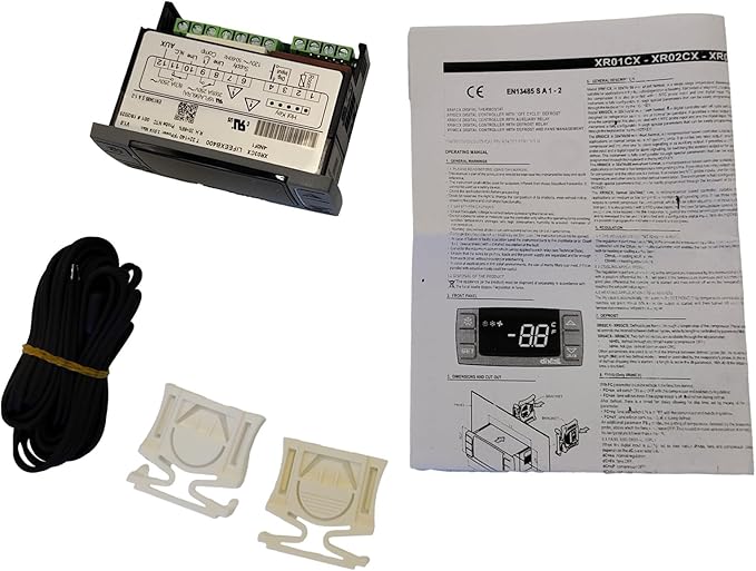 XR02CX-4N1F1 Temperature Controllers Refrigerator Digital Thermostat Controller for Fridges Freezers Heating Appliances 120V/50-60Hz with NTC Probe & Clasp