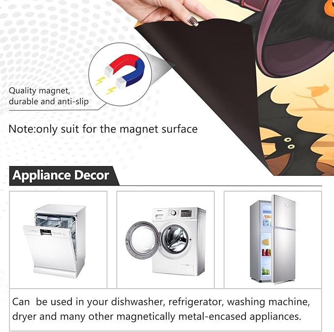 Cat Pumpkin Halloween Bat Dishwasher Magnet Cover Sticker Magnetic Refrigerator Panel Front Door Fridge Microwave Decal Decorative