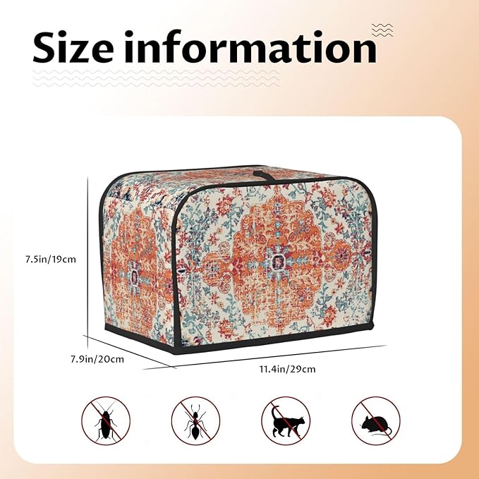 Ethnic Boho 2 Slice Toaster Cover, Waterproof Toaster Dust Cover Bread Maker Protective For Small Kitchen Appliance Dining Room Home Table Decor Gifts