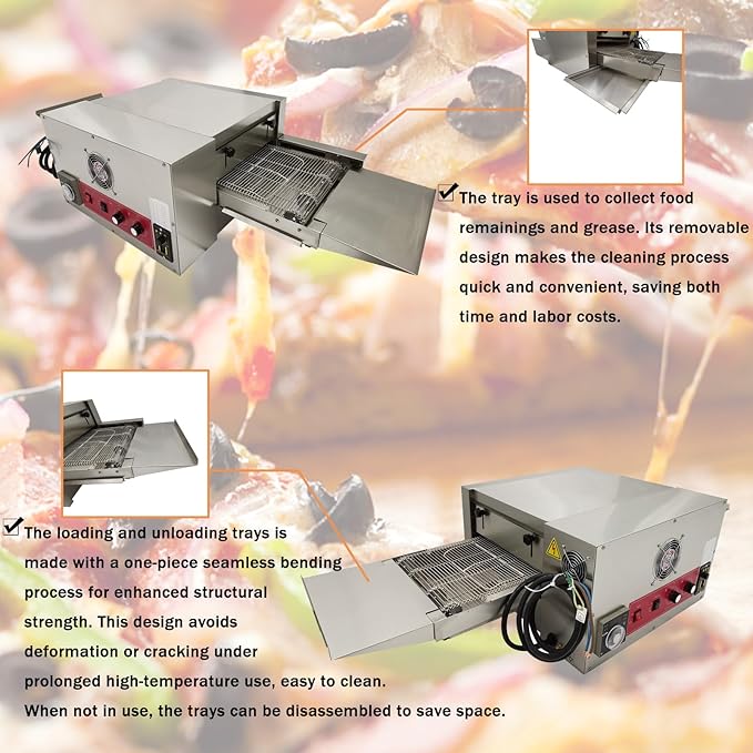 Countertop Pizza Oven Commercial Electric Baking Oven with Chain Type Conveyor for Pizzerias Cafes Fast-food Restaurants 12" Max Pizza Diameter 220V 6KW 1PH