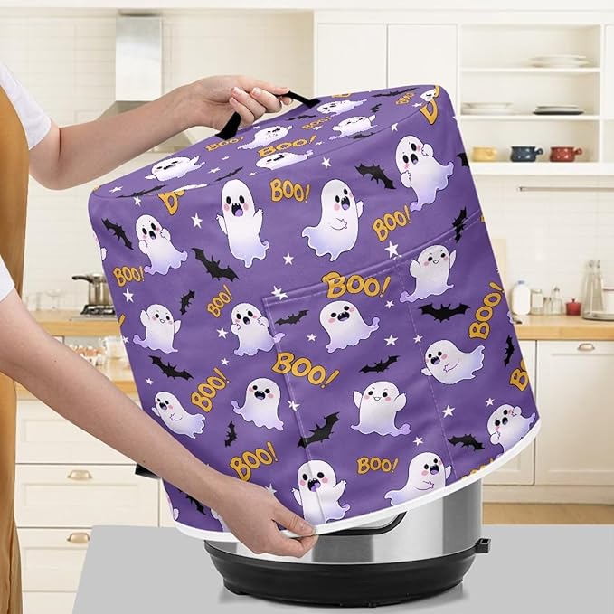 Halloween Cartoon Ghost Kitchen Appliance Dust Cover Decoration 8 Quart Pressure Cooker Rice Cooker Air Fryer Cover with Top Handle and Storage Pocket