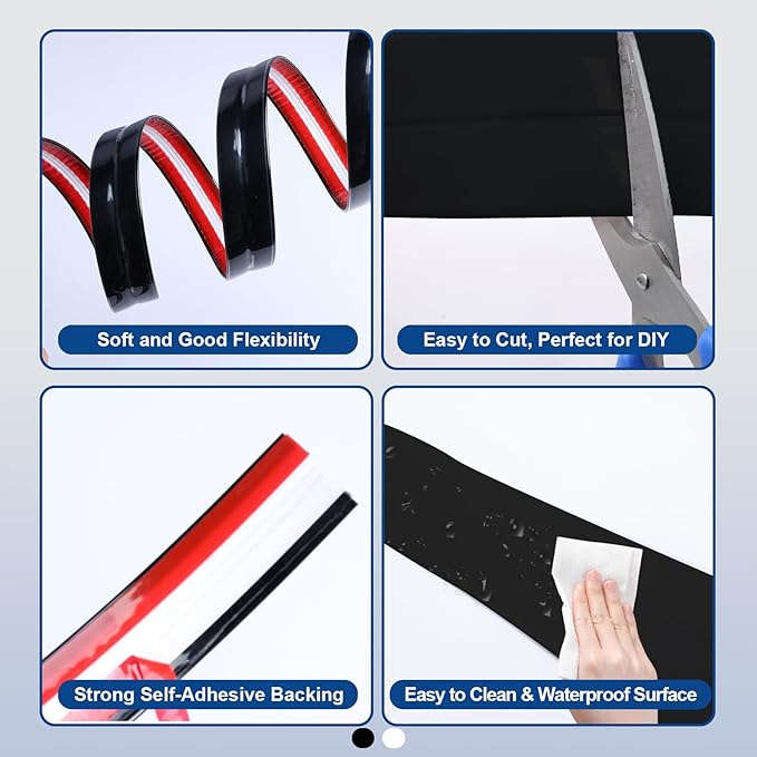 Storystore Wall Corner Protector Moulding Trim 1.6 in x 23 Ft,Peel and Stick Corner Moulding Trim, Self Adhesive Corner Guards Edge Protector for Wall Edge Corner, Countertop,Black