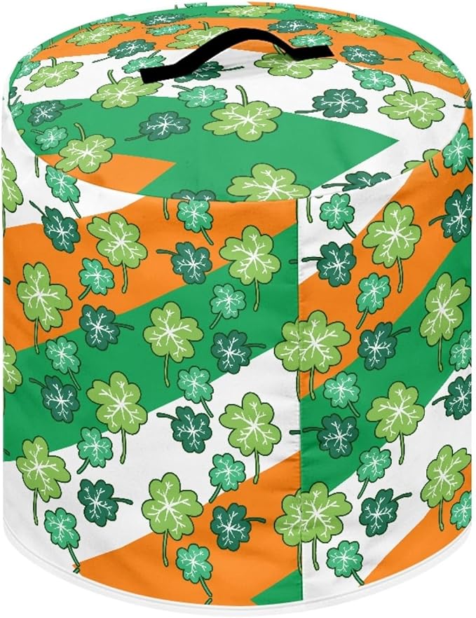 St.Patrick's Day Insulated Pressure Cooker Appliance Cover, Also Fit for Rice Cooker, Air Fryer and Crock Pot, 8 Qt Dust Cover with Pocket for Spoon/Cooking Utensils/Recipes,Green Leaves