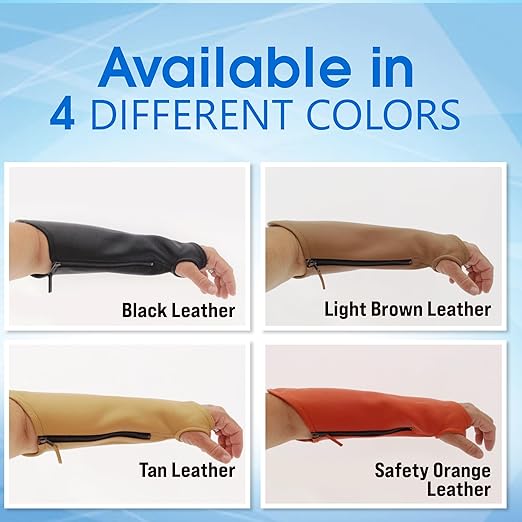 Arm Chaps Extended Elbow Leather Arm Guard - Arm Sleeve Protectors for Thin Skin and Bruising, Scratches & Cuts - Protective Arm Sleeve for Any Age- Left & Right Form-Fitting - Orange(1Pair/X-Small).