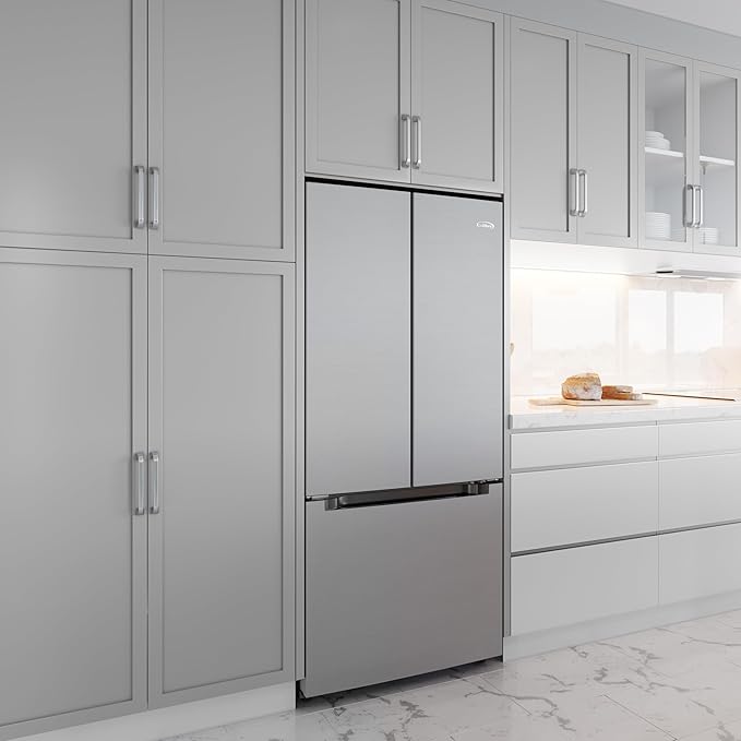 KoolMore 30-Inch and 18.5 cu. ft. Counter Depth French Door Refrigerator with Three Doors and Deep Freezer in Stainless-Steel (KM-RERFDSS-18C)