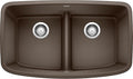 BLANCO, Café Brown 442203 VALEA SILGRANIT 50/50 Double Bowl Undermount Kitchen Sink with Low Divide, 32" X 19"