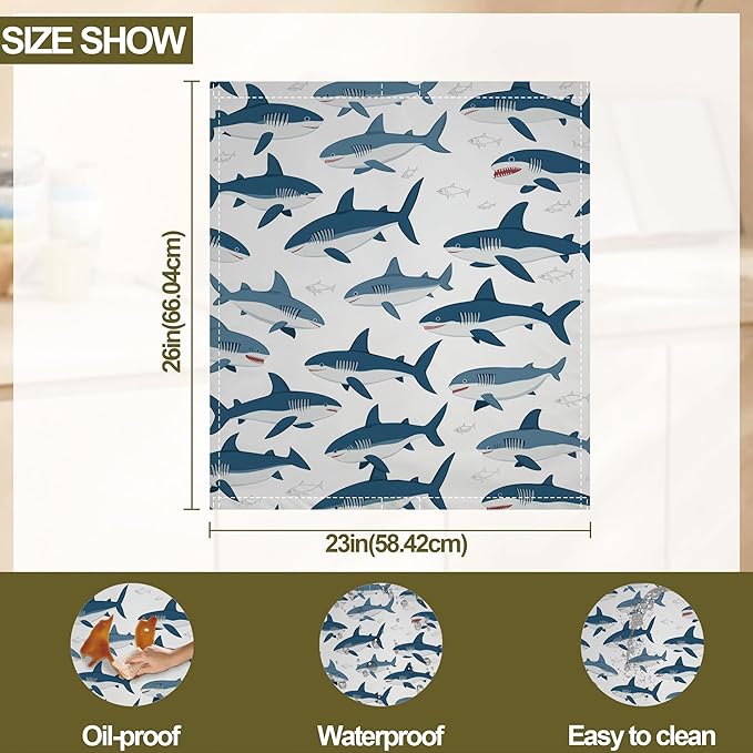 Cute Shark Dishwasher Magnet Cover,Wild Fish Kitchen Decor Waterproof Refrigerator Magnet Appliance Cover Protector,23Wx26H Inches