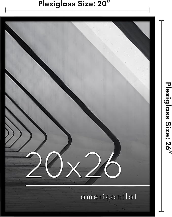 Americanflat 20x26 Picture Frame with Polished Plexiglass - Streamline Collection - Thin Border Picture Frame for Wall Display - Hanging Hardware Included - Black