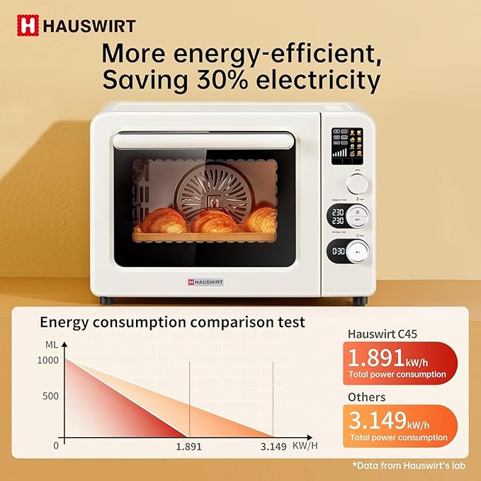 Hauswirt Air Fryer Toaster Oven, 42 Qt Extra Large Countertop Convection Oven, Dual NTC Precise Control for Even Browning, Split Screen Color Display with 8 Presets & Smart Timer