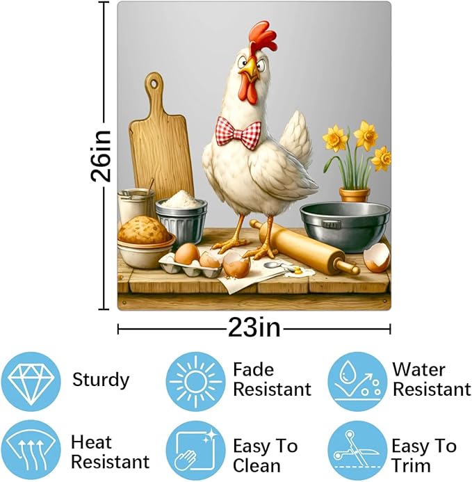 Rooster Funny Kitchen Dishwasher Magnet Cover for The Front Dishwasher Door Cover Panel Decals Magnetic Refrigerator Cover for Kitchen Farmhouse Home Decor 23 X 26 in