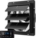 14 Inch EC Motor Shutter Exhaust Fan, 6 Inch Large Touchscreen Controller for Temp Humidity and Speed Control, 10-Speed Wall Mount Fan for Attic, Greenhouse, Garage, Chicken Coop Ventilation