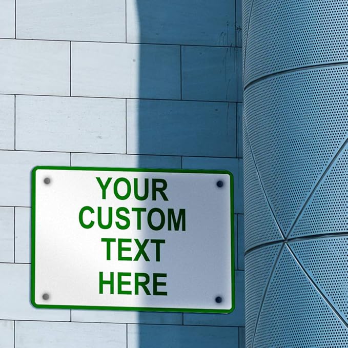 Aluminum Weatherproof Metal Sign Multiple Sizes Custom Personalized Text Here White Green Directions Horizontal Street Signs 10x7Inches