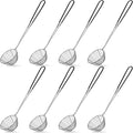 Geiserailie 8 Pieces 6 Pieces Hot Pot Kit Strainer Scoops Stainless Steel 2.5 Inch Mini Spider Strainer Skimmer Pasta Mesh Spoon Asian Skimmer Spoon Ladle with Handle for Home (Black)