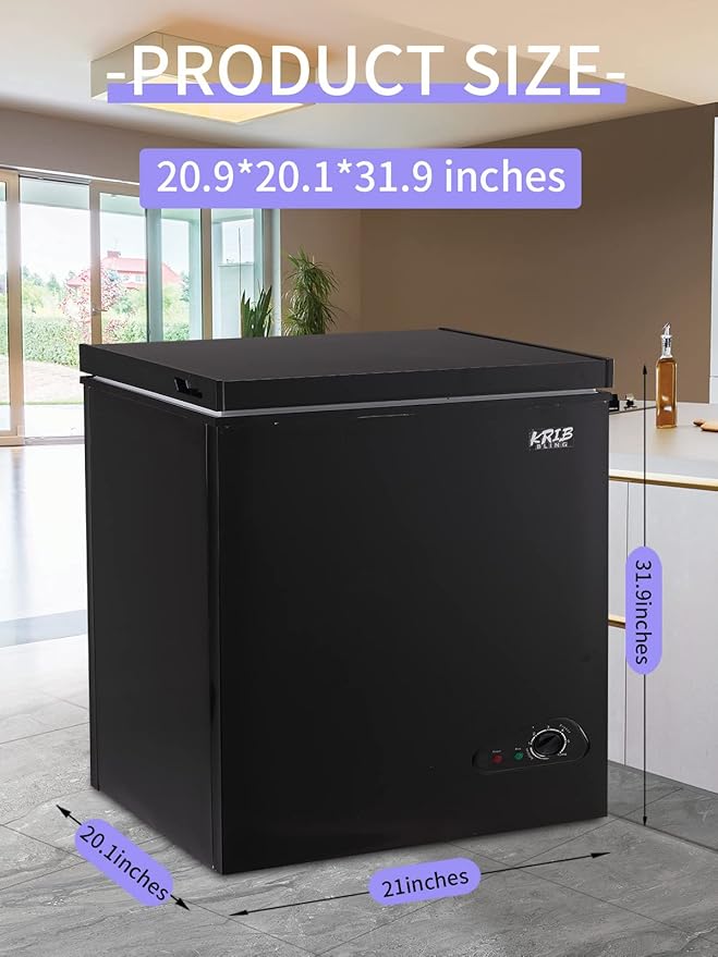 7.0 Cu.Ft Chest Freezer Two Removable Basket, Deep Compact Freezer with 7 Gears Temperature Control(-4°F to 6.8°F), for House, Kitchen, Garage, Basement, Shop, Black