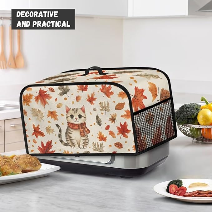 Cute Kitten Cooker Bag Daisy Slow Cooker Cover 6-8 Qt Small Appliance Dust Cover Measuring 17" x 10.8" x 9.8" Crock Pot Slow Cookers Cover Kitchen Tool Decoration Portable