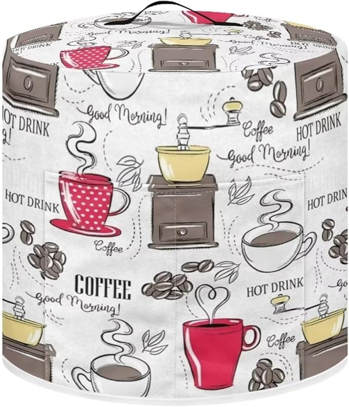 Dust Cover Compatible with 3 qt Pressure Cooker and Extra Accessories, for Electric Rice Cooker and Air Fryer Insulated Cover Keep Appliance Clean, Coffee Red White