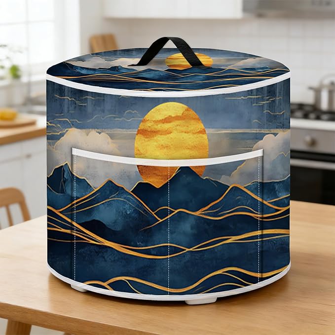 Rice Cooker Cover, Dust Cover for Kitchen Appliances with Handle and Storage Pocket, Easy to Clean Kitchen Decor Gift, Fits 3-6-8 Quart Instant Pot, Slow Cooker and Air Fryer