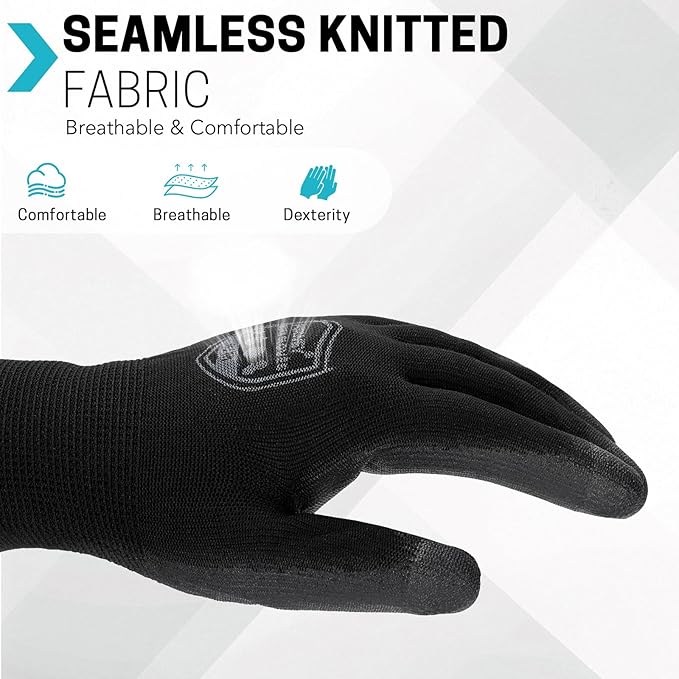 Safety Work Gloves-16/32 Pairs, Micro Foam Nitrile Coated Glove,Seamless Knit Nylon Gloves for Men Women（S-XL