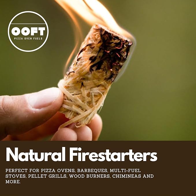 OOFT 100% Hardwood Pizza Oven Pellets and Firestarter Bundle - 5KG Resealable Bag - Suitable for Ooni, Dellonda, Nero, Fresh Grills, Ninja Woodfire and More - Includes Box of 25 Natural Firestarters
