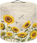 Air Fryer Pressure Cooker Dust Cover, for 6 Qt Kitchen Appliance Cover, with Top Handle and Accessories Pockets for Home Decoration, Sunflower Dragonfly Retro