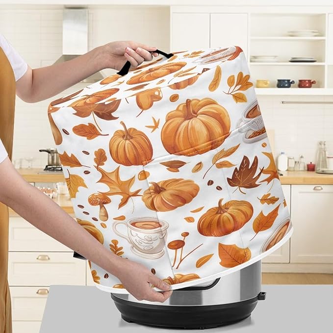 Pumpkin Pressure Cooker Cover Instant Pot Accessories Instant Pot Kitchen Appliance Dust Cover with Pockets for Rice Cooker Air Fryer Slow Cooker Dust Covers for Kitchen Size M