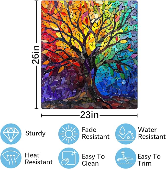 Tree of Life Spring Dishwasher Magnet Cover Tree of Life Rainbow Glass Dishwasher Decorative Cover Front Dishwasher Door Cover Reuseable Dishwasher Cover for Kitchen Home Appliances 23" X 26"