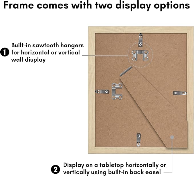 Americanflat 8x10 Picture Frame with Plexiglass - Set of 5 - Use as 5x7 Frame with Mat or Display 8x10 Photo Without Mat - Galleria Collection - Picture Frames for Tabletop or Wall - Natural Oak