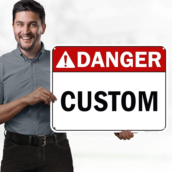Custom Danger Sign, Ansi Sign, Osha Compliant, 18x24 Inches, 55 mil thick HDPE (high density polyethylene), Made in USA by My Sign Center