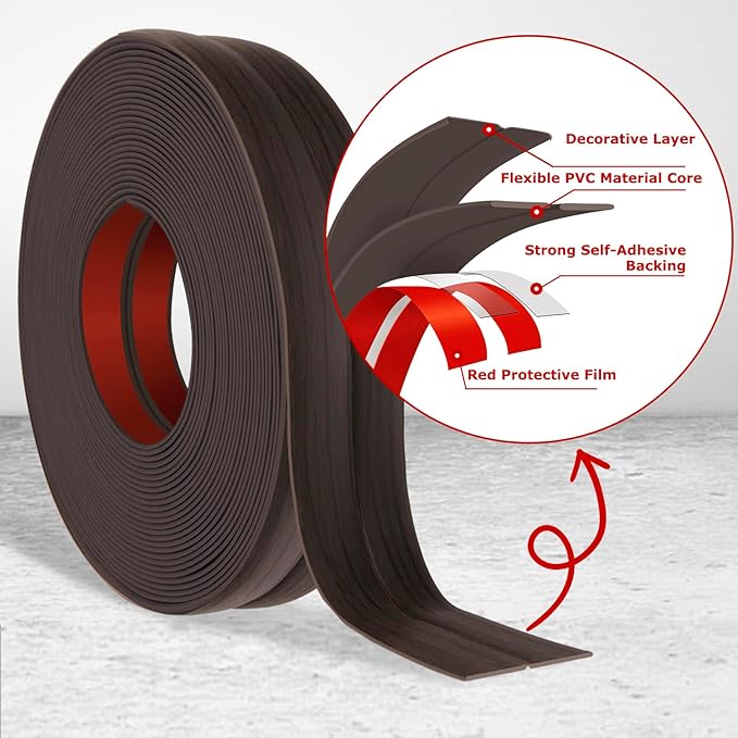 Flexible Wall Corner Protector Moulding Trim Peel and Stick Wall Corner Guards Edge Protector Self Adhesive Molding Trim Strip for Edge Ceiling (Dark Walnut Wood Grain, 2.4 in x 10 Ft)