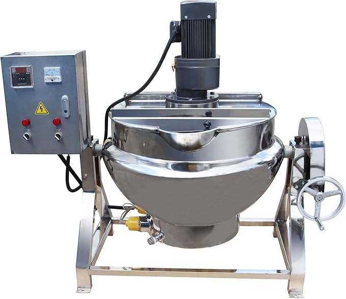 TECHTONGDA 26.5gallon Commercial Electric Cooking Machine Tilting Jacketed Pot Heating Kettle Stainless Steel with Stirrer 220V