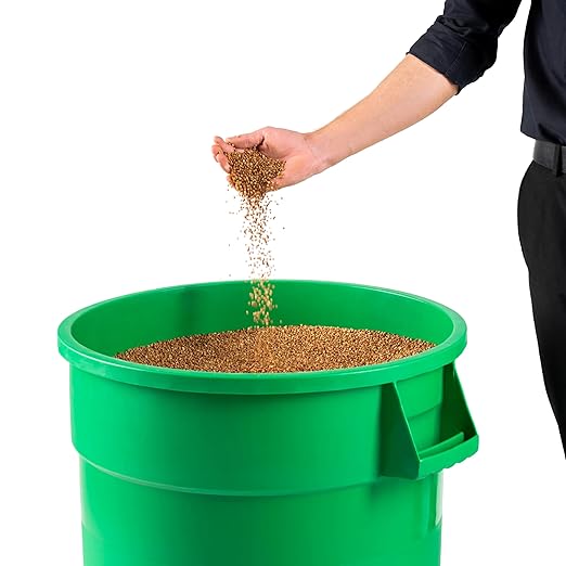 PRO&Family Commercial Round Trash Can, Ingredient Bin, Heavy-Duty Plastic, Anti-Static, Kitchen, Office, Outdoor Use (Green, 32 Gallon)