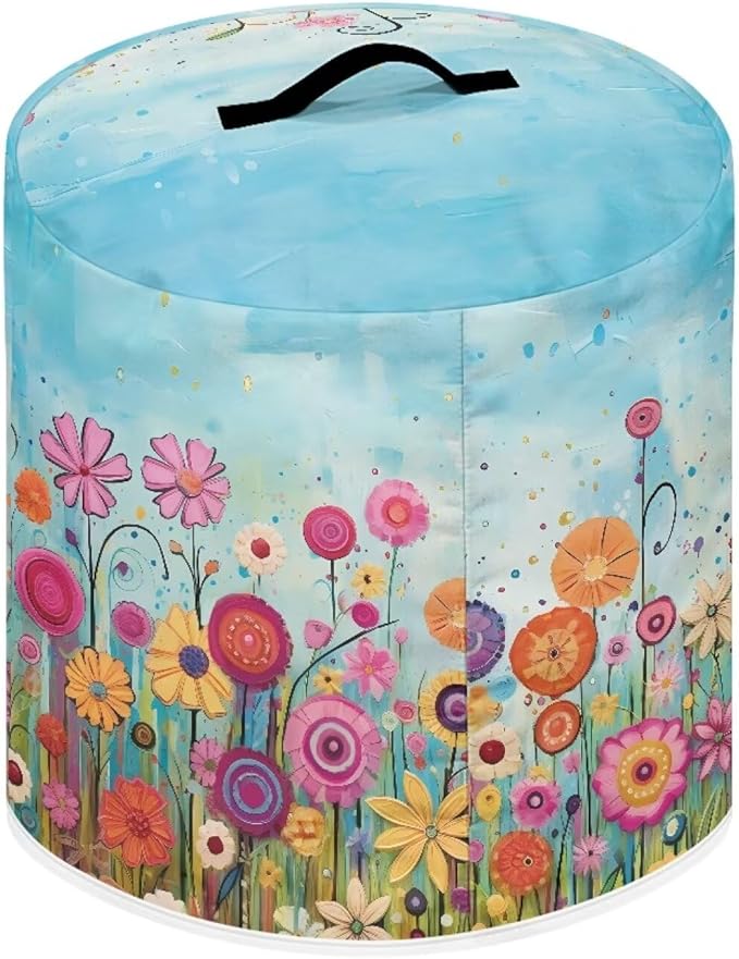 Air Fryer Cover Dust Cover, Easy to Clean Small Appliance Covers for 6 Quart Air Fryer & Pressure Cooker Kitchen Appliance Accessories with Pockets, Colorful Floral