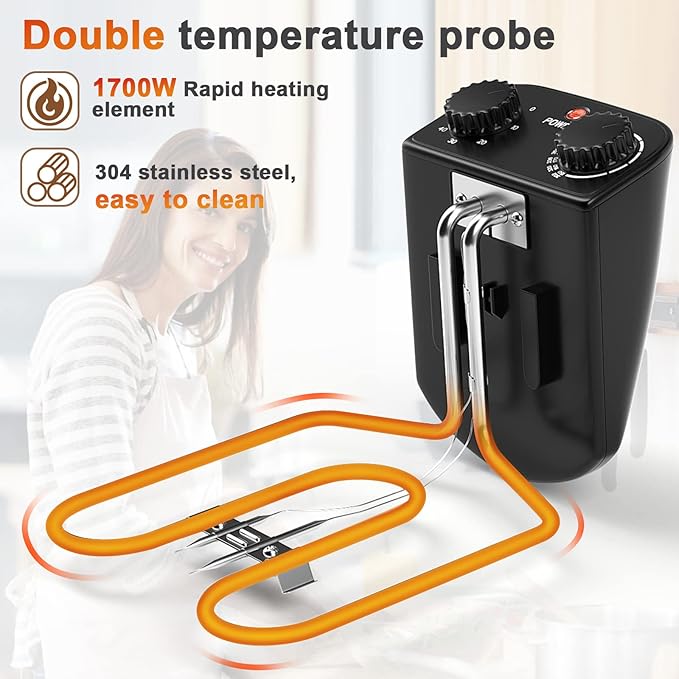5.3QT Electric Deep Fryer with 3 Baskets, SIMOE 5L Stainless Steel Deep Fryer w/60 Timer & Lid with View Window, Home Countertop Oil Fryer w/Temperature Control for Kitchen, Party, French Fries