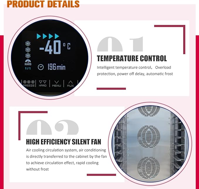 Kolice Commercial 5 Trays Blast Chiller, Chest Freezer, Batch Freezer for Restaurant, Hotel, School, Bakery, Canteen to Freeze Dough,Pastry, Hard Ice Cream, Chicken, Fish & Dessert, 40F"