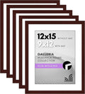 Americanflat 12x15 Picture Frame with Polished Plexiglass - Set of 5 - Use as 9x12 Frame with Mat or Display 12x15 Photo Without Mat - Galleria Collection - Picture Frames for Wall Display - Mahogany