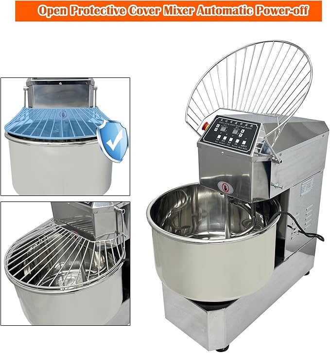 40L Stand Dough Mixer, Double-acting Double-speed Dough Machine with Variable Frequency for Commercial, Stand Spiral Food Mixer for Mixing Pizza Bread Dough in Restaurants Bakeries