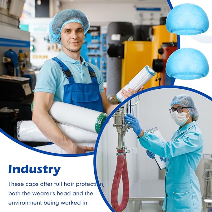 Yahenda 1000 Pcs Disposable Bouffant Caps Bulk Hair Nets 21" Non Woven Hairnet for Food Service Restaurant Lab Kitchen