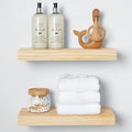 Homeforia 16 inch Natural Floating Shelf, High End Solid Real Wood 16inch Small Floating Shelves for Wall Mounted, Natural Wooden Floating Shelves, Heavy Duty Bracket, 16 X 6.5 X 1.75 in, Set of 3