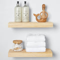 Homeforia 16 inch Natural Floating Shelf, High End Solid Real Wood 16inch Small Floating Shelves for Wall Mounted, Natural Wooden Floating Shelves, Heavy Duty Bracket, 16 X 6.5 X 1.75 in, Set of 4