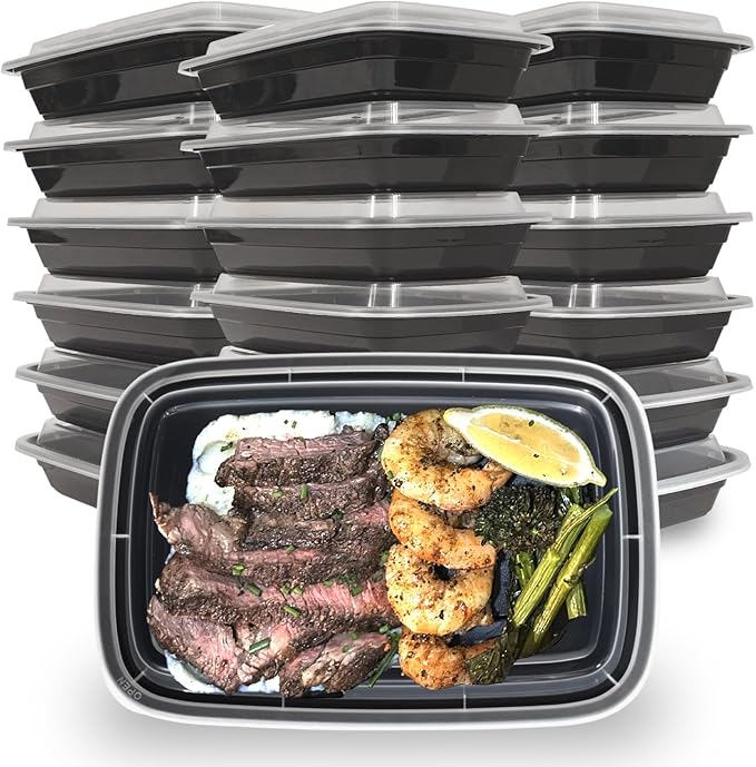28 oz 50 Pack Meal Prep Containers BPA Free Leakproof Stackable Food Storage Containers with Lids, Microwave & Dishwasher Freezer Safe Reusable To Go Containers Bento Box Style Take Out Clear Plastic