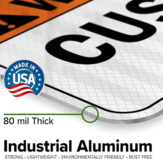 Custom warning Sign, Ansi Sign, Osha Compliant, 12x18 Inches, 3M EGP Reflective, Rust Free .063 Aluminum, Fade Resistant, Made in USA by My Sign Center