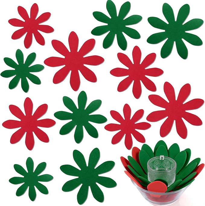 Queekay 12 Pcs Felt Pot and Pan Protectors 12/14/16 Inch Larger Thicker Pan Protector Pads, Colorful Pot Separators for Stacking Cookware Organizing Protecting (Red Green·)