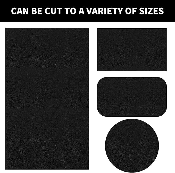 Cut-to-Fit Activated Carbon Filter Sheet Charcoal Air Vent Filters Pad Black Range Hood AC Replacement Fabric Filter 2 Pack 16" x 48" x 0.2"