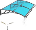Awning for Door Entrance with Drainage Sink,32x80 Inch Awnings for Doors,Window Canopy Exterior with Plastic Steel Bracket,Polycarbonate Cover,UV,Rain,Snow Protection for House,Porch,Patio,Deck