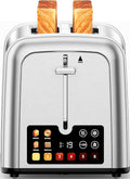 Touch Screen Toaster 2 Slice Retro Stainless Steel,Best Prime 2 Slice Toaster Wide Solt with 6 Shade Settings, Perfect for Waffles, Bagels and More 238TCB(Two slice)