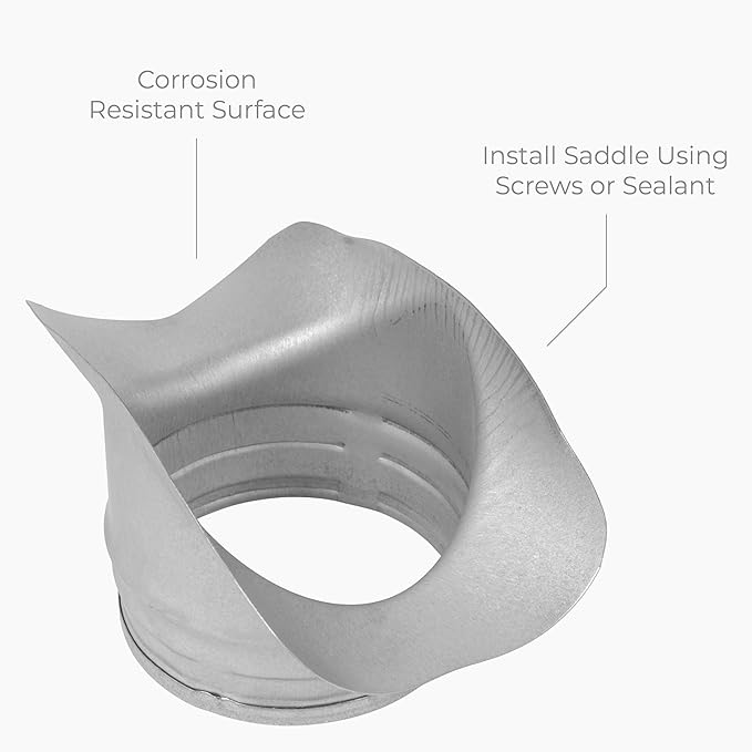 Galvanized Steel Saddle Takeoff – Round 90 Degree Splitter for 4” Duct with 4" Outlet Branch Connector - Range Hood Duct Adapter - Heavy Duty Supply/Exhaust Air Ventilation Duct Work Collar