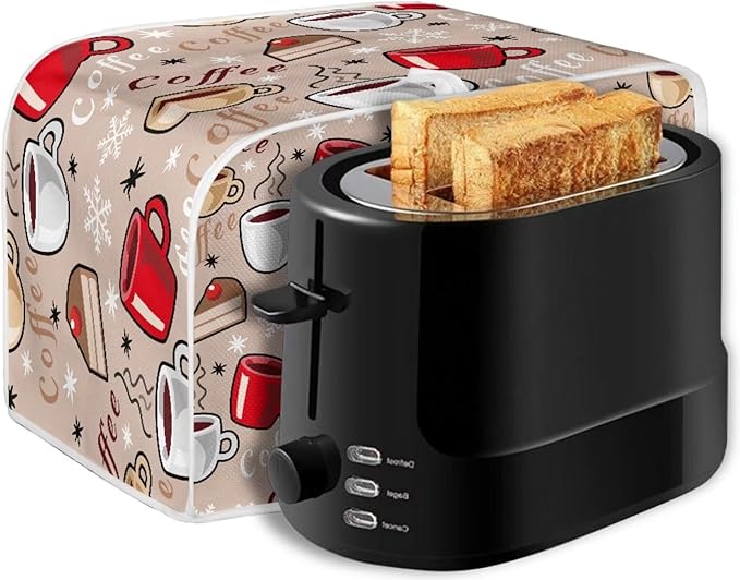 Coffee Snowflake Print Toaster 2 Slice Cover Kitchen Accessories Decor Bread Maker Dustproof Fingerprint Protectors