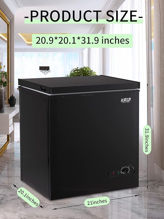 7.0 Cu.Ft Chest Freezer 7 Gears Temperature Control(-4°F to 6.8°F), Deep Compact Freezer with Two Removable Basket, for House, Kitchen, Garage, Basement, Shop, Black